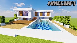 Beautiful two-story house in the style of Hi-Tech in MINECRAFT How to Build a House in MINECRAFT