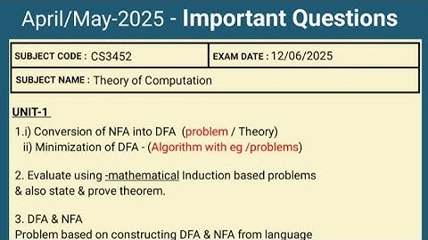 Cs3452 theory of computation | important questions |April May 2025 | how to study? | anna university