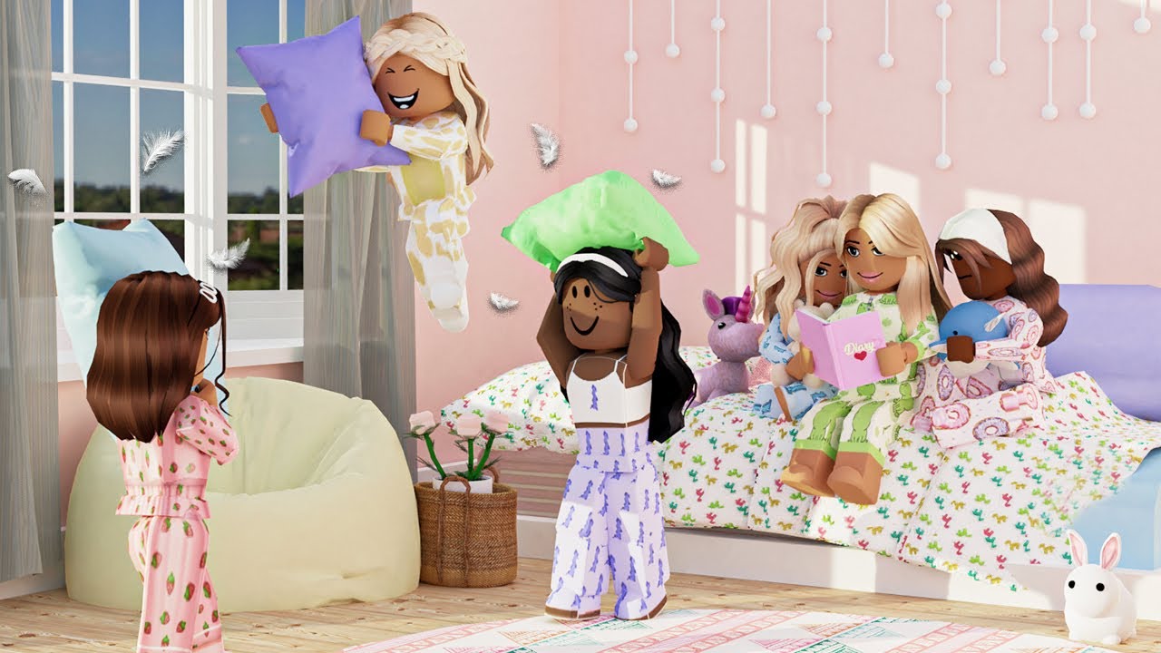 My Toddlers First SLEEPOVER! *DRAMALEONARDS SISTER WAS INVITED?* VOICES!  Roblox Bloxburg Roleplay 