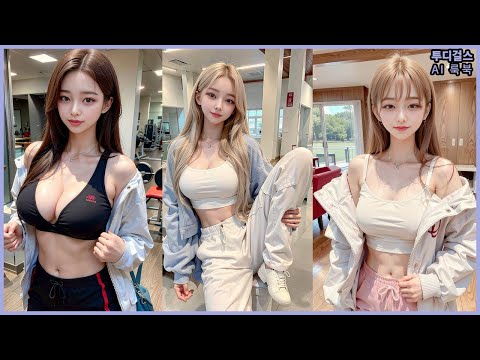 헬스장 브이로그 vlog 운동하는 여자 헬스녀 AI 사진