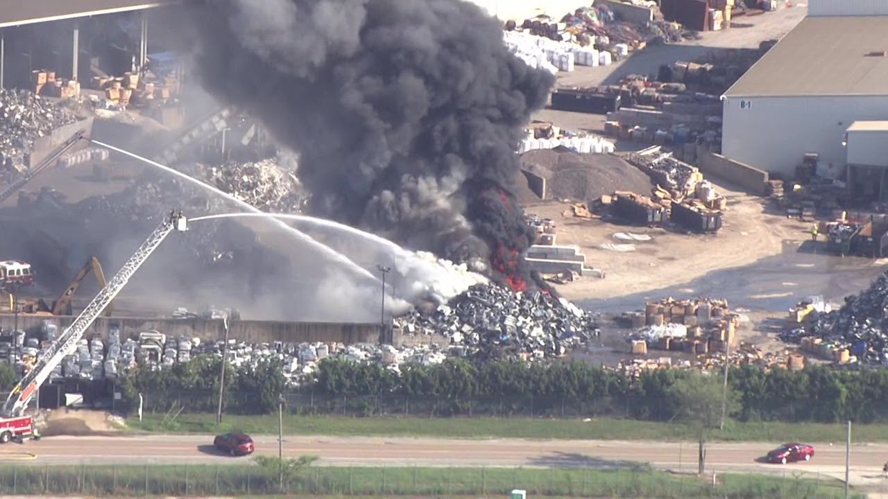 RAW WATCH Firefighters battle fire at recycling plant in RAW WATCH Firefighters battle fire at recycling plant in
