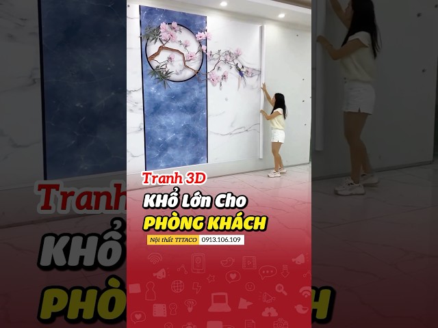 Tranh dán tường 3d 5d cho phòng khách tranh sơn thuỷ 3d #shortvideo #youtubeshorts