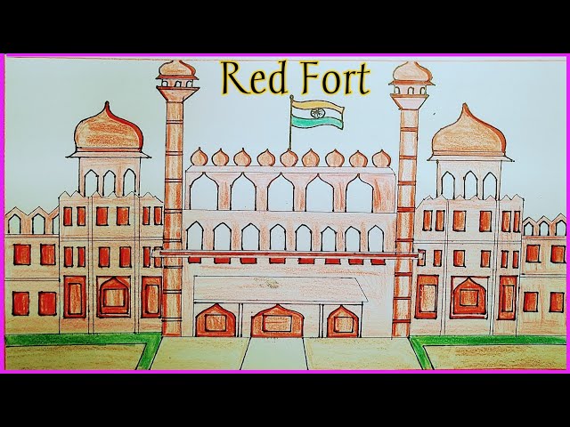 15th august indian independence day social media post design with red fort  illustration, red fort outline drawing 25410181 Vector Art at Vecteezy