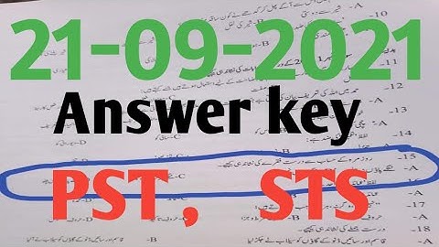 Answer key today pst test dated 21-09-2021| 21-09-2021 pst sts siba answer key