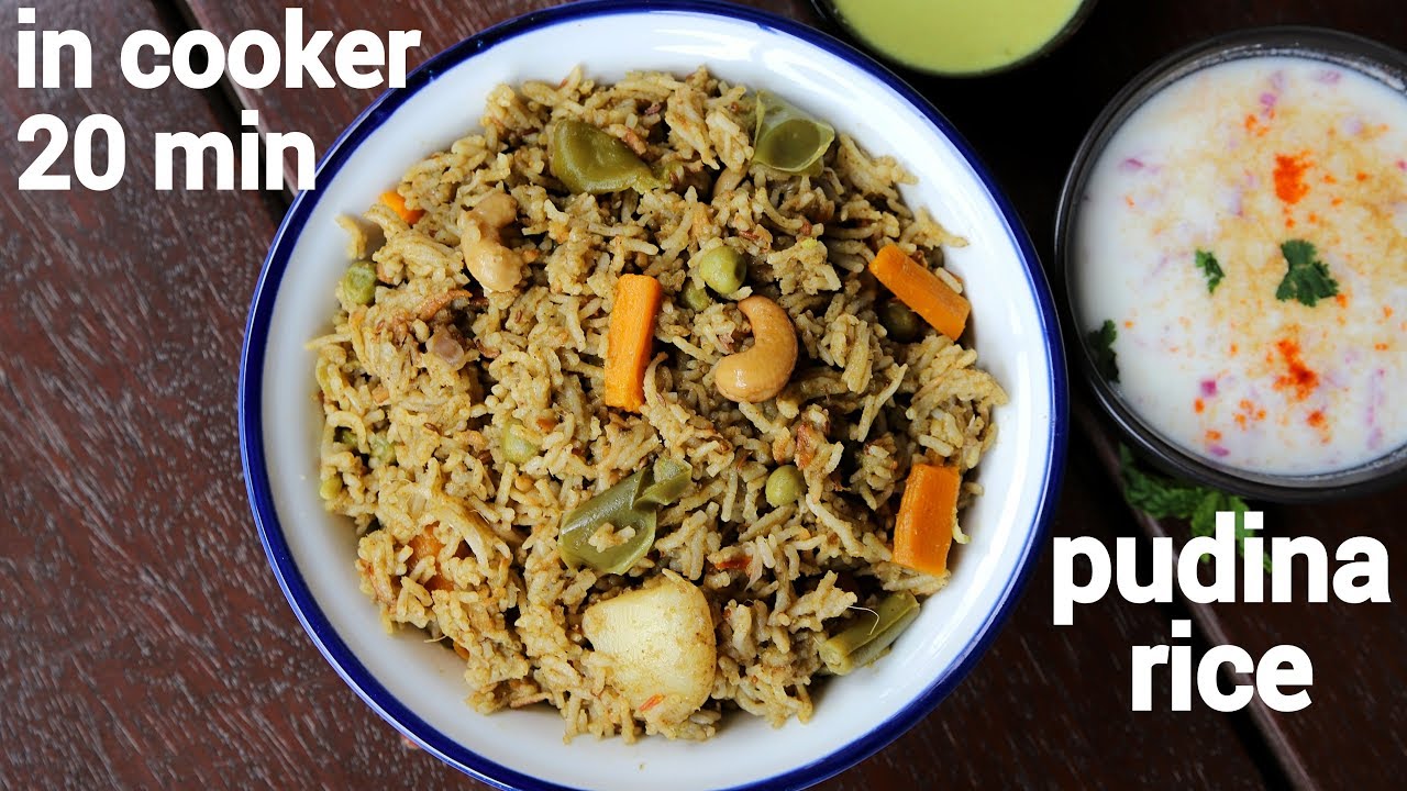pudina rice recipe | mint rice | पुदीना राइस रेसिपी | pudina pulao | mint pulao | Hebbar | Hebbars Kitchen