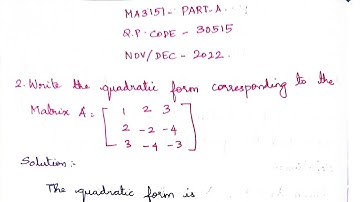 MA3151 Part A Solved Matrices and Calculus Nov/Dec 2022 #ma3151 #R2021 #sem1  ma3151 answer key