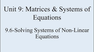9.6-Solving Systems of Non-Linear Equations