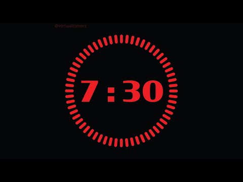 7 Minutes and 30 Seconds Countdown Timer with Alarm and Progress Visualizer - Radial Red