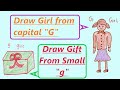 Draw Picture from G |Alphabet G drawing |Draw Girl from G, Draw gift from g| G से ड्राइंग बनाओ