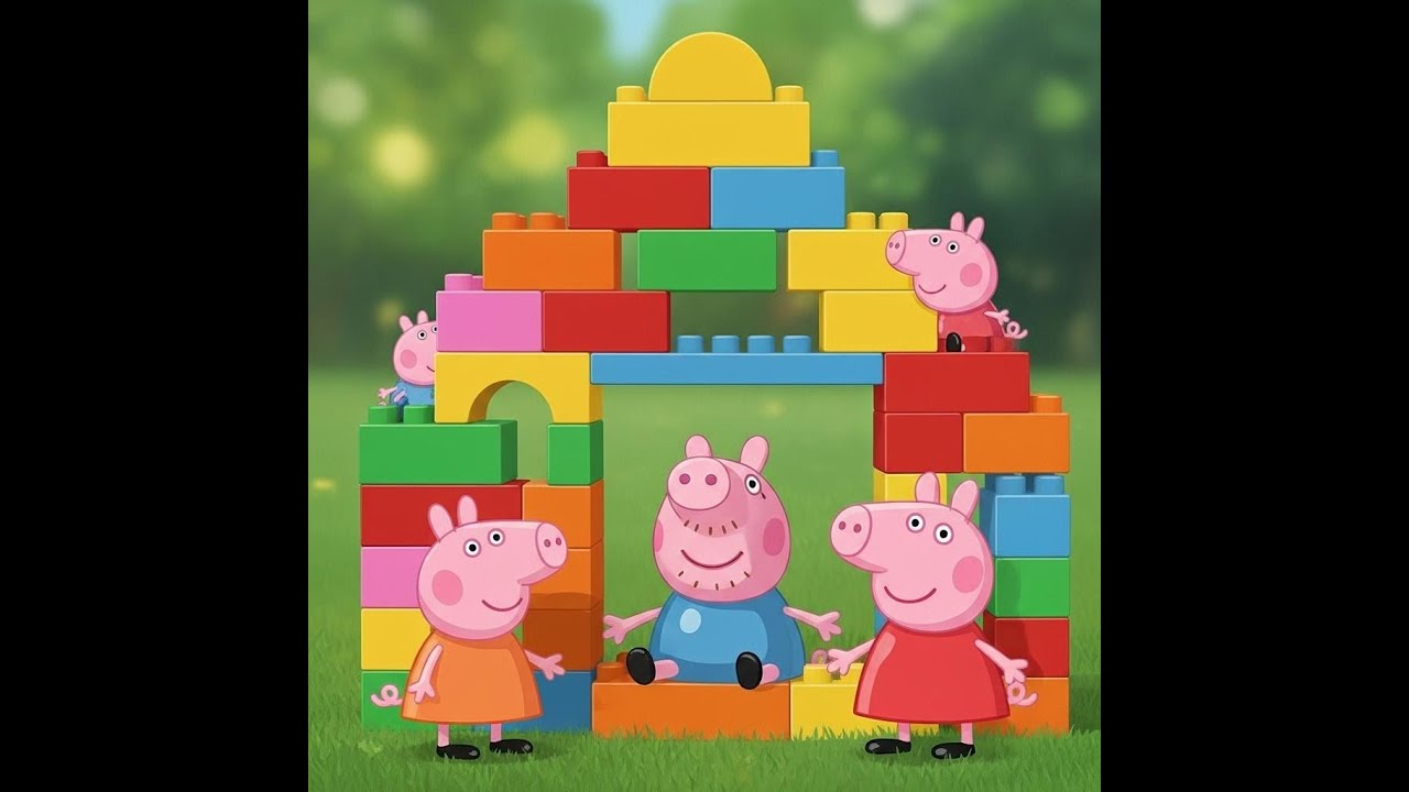 Peppa and George Build a Dream House! 🌈 | Fun with Colorful Blocks 