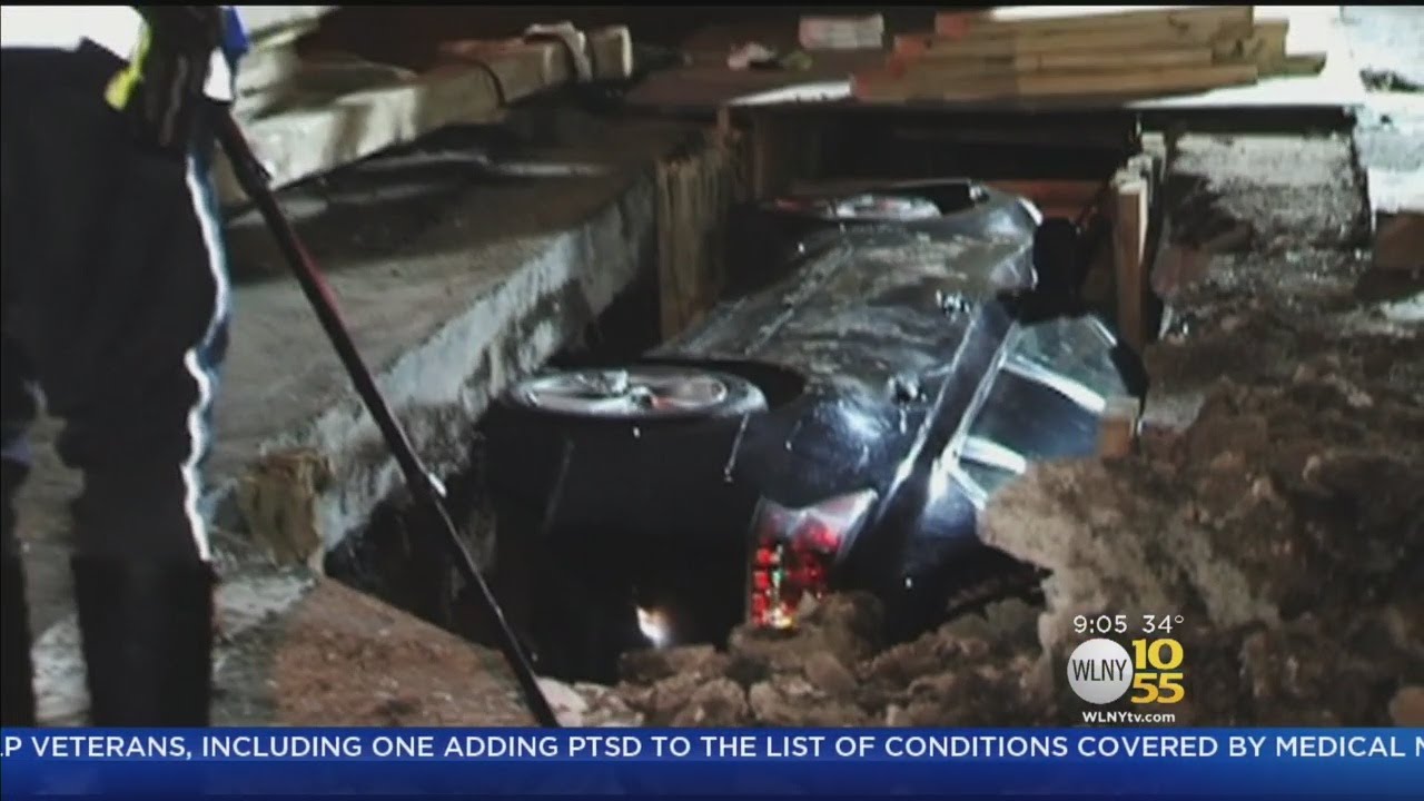Car Crashes Into Construction Worker - YouTube