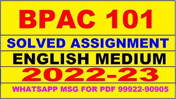 bpac 101 solved assignment 2022-23 in english | bpac 101 solved assignment 2022-23 | bpac 101 2023