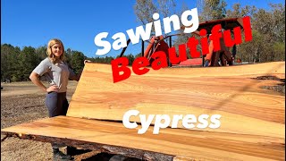 Sawing a MASSIVE Cypress LOG!!! (Unbelievable GRAIN!!!)