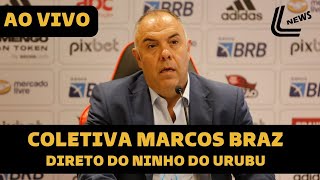 COLETIVA MARCOS BRAZ AO VIVO DIRETO DO CT NINHO DO URUBU - MARCOS BRAZ FALA APÓS BRIGA COM TORCEDOR