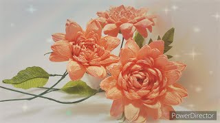 comment faire des chrysanthèmes en papier crépon /flowers, how to make crepe paper chrysanthemums