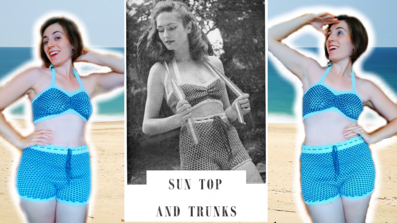  Vintage Knitting PATTERN to make - 50s Bikini Swimsuit Bra  Shorts. NOT a finished item, this is a pattern and/or instructions to make  the item only. : Arts, Crafts & Sewing