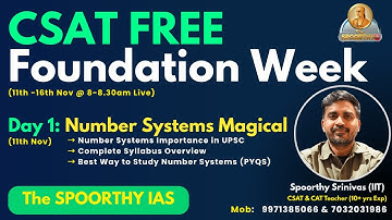 Day -1: Number Systems Made Magical | FREE CSAT Foundation #spoorthysrinivas #upsccsat #csat2026