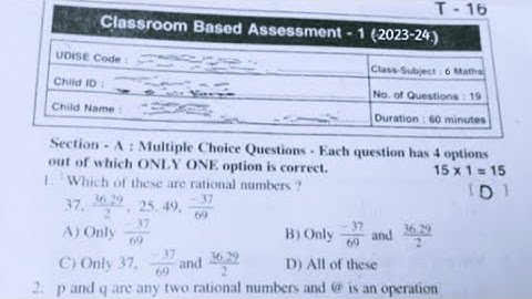 💯Ap 6th class maths CBA-1 FA1 question paper 2023-24 leak|6th class Fa1 cba-1 maths paper 2023 Ap