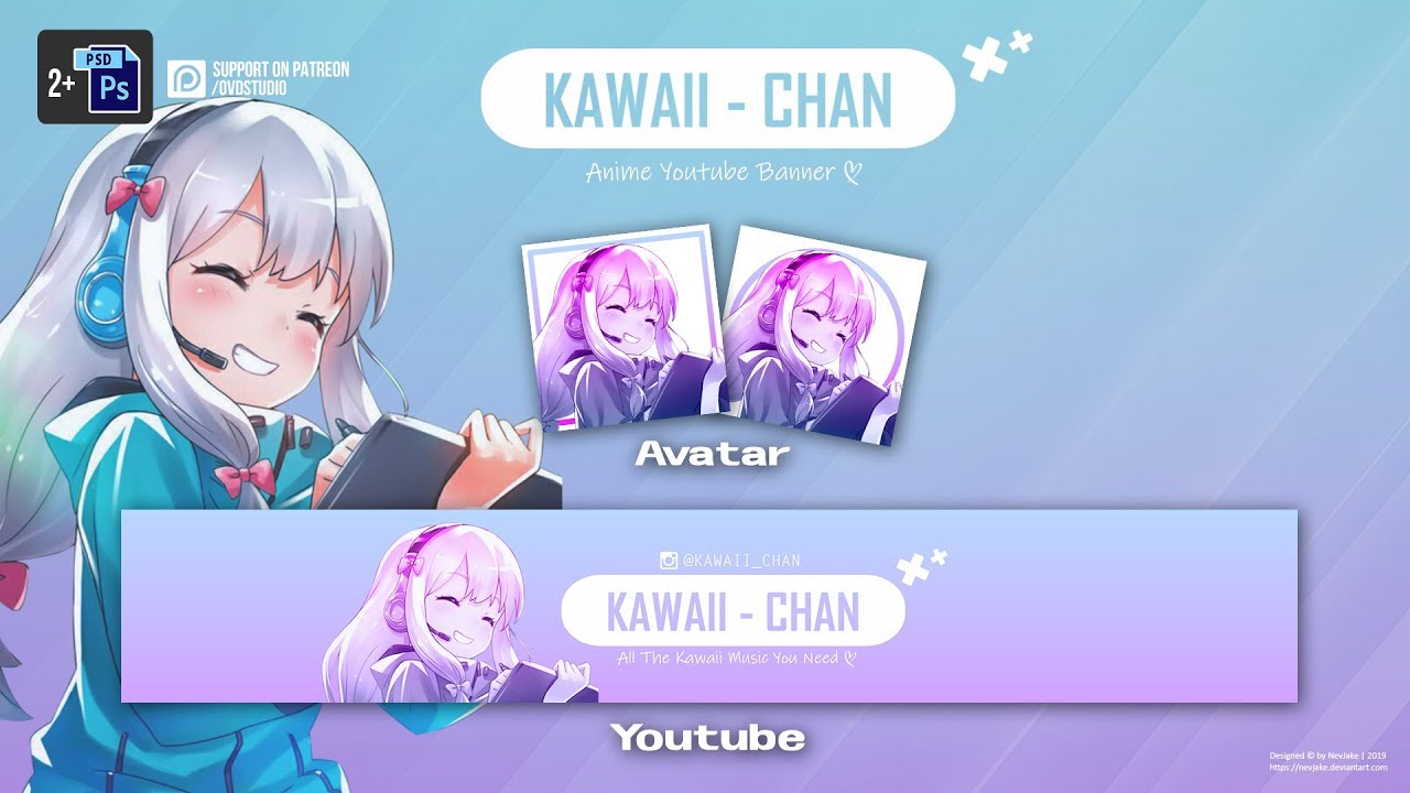 Anime Youtube Banner Template - Kawaii Chan《可爱的妹妹纱雾酱》 [Free  Download/Ordered] - YouTube
