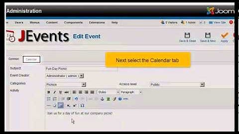 " JOOMLA 2.5 " How to add an event calendar