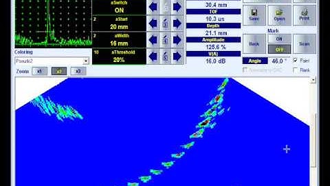 Phased Array Ultrasonic NDT - ISonic 2009 UPA Scope - Sector scan long wave 003.