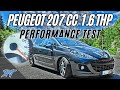 Srt  peugeot 207 cc 16 thp 155 hp stock 0  200 kmh  top speed test 1  acceleration