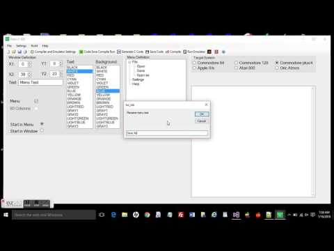 Retro C IDE and Code Builder - Menus