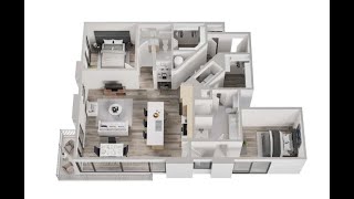 T Floor Plan (2 Bed/2 Bath)
