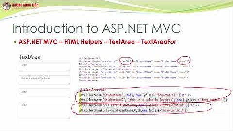 ASP.NET MVC (Lesson27) - ASP.NET MVC Với HtmlHelper TextArea, TextAreaFor | TRUONG MINH TUAN