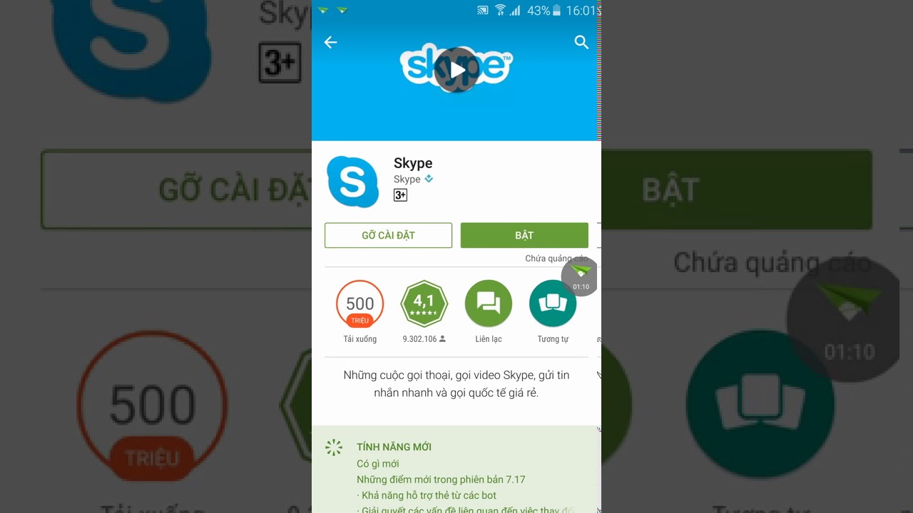 Hướng dẫn cài đặt và sử dụng skype trên điện thoại