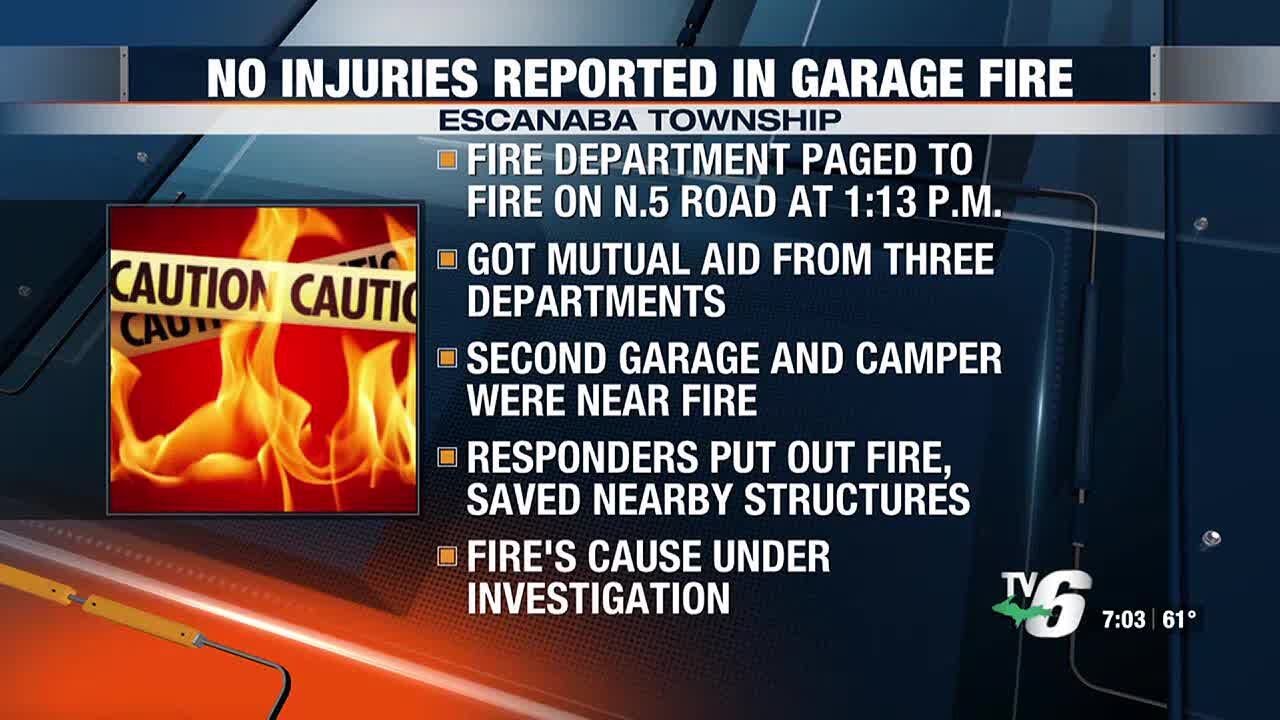 No injuries reported in Escanaba Township garage fire - YouTube