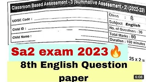 Ap 8th class English Sa2 question paper 2023 💯real || Ap final examinations 😍