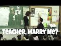 Romantic Marriage Proposal to Teacher in Classroom