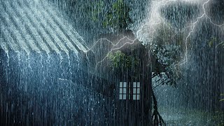 Insomnia Relief In 3 Minutes With Strong Rain on Tin Roof &amp; Mighty Thunder at Night | White Noise