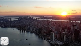 Nyc Skyline At Sunset 4K Drone Views