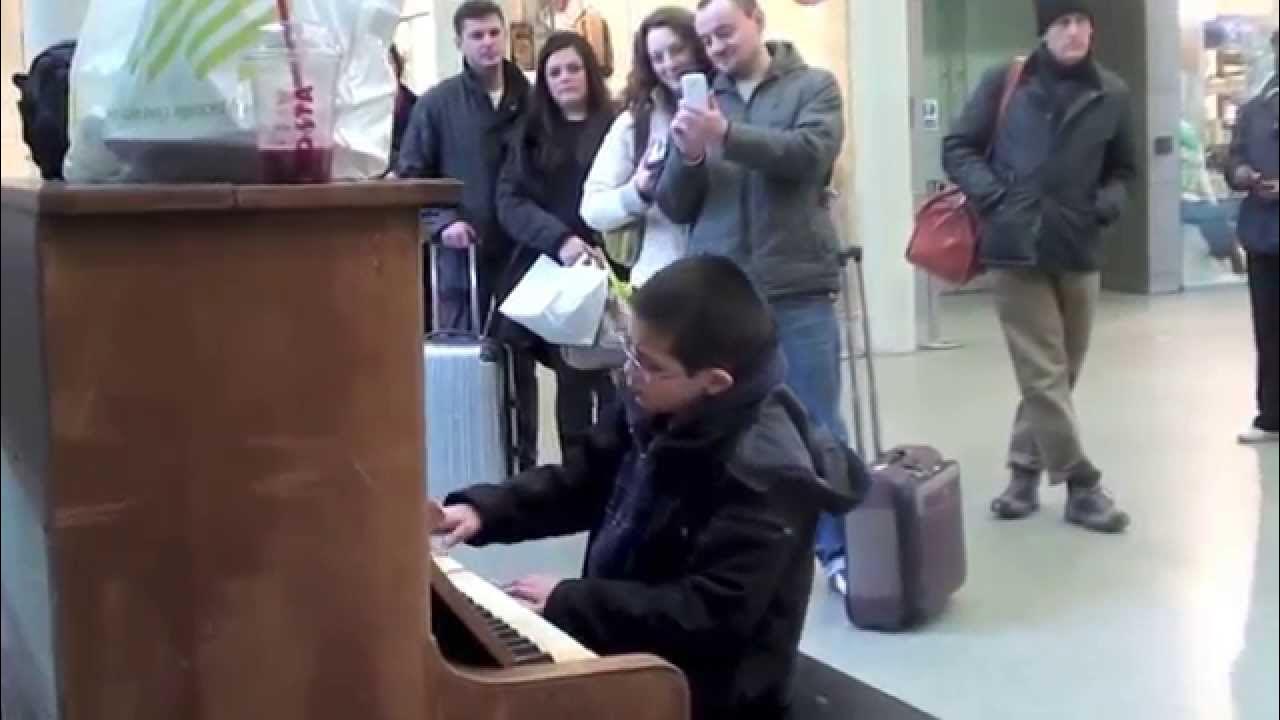 11 year old plays Beethoven on a Street Piano at a Train Station - Piano Sonata No.21 (1st movt)