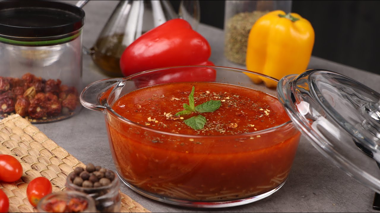 أشهى شوربة بندورة بالشعيرية سريعة و سهلة 😋😍