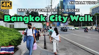 [4K HDR] Bangkok City Walk May 2024 | MRT Phetchaburi to Asoke | Thailand City Walk