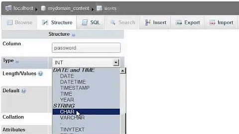 Adding a column to a database table in phpMyAdmin