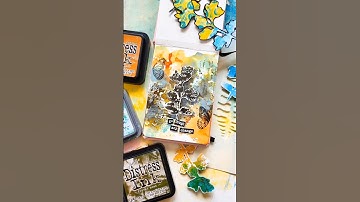 Mixed Media Art Journal Page with Distress Ink Background using a Gel Plate