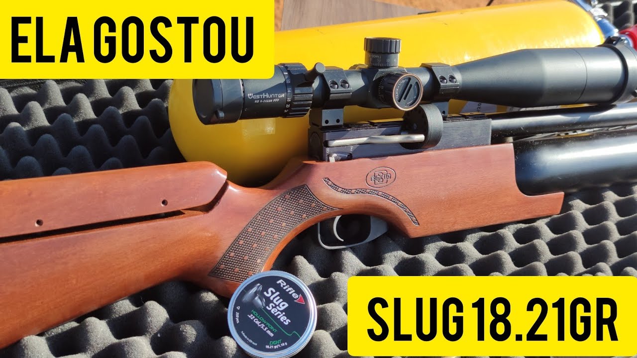 SLUG DA RIFLE DE 18,21GRAINS E PCP BOITO URUTU COM LUNETA WHEST HUNTER 6-24X50FFP SE DERAM MUITO BEM