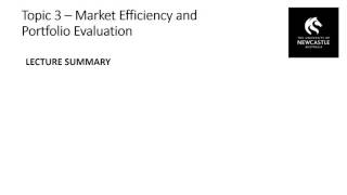 Lecture 3 - Market Efficiency and Portfolio Evaluation