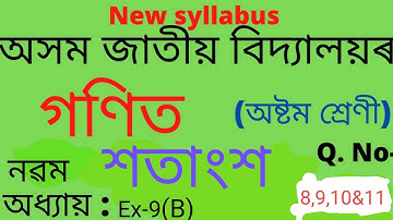 class 8 maths/Assam jatiya vidyalaya/chapter-9/percentage/শতাংশ/ex-9(B)/Q no-8,9,10,11/