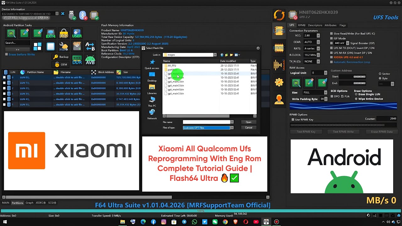 Xiaomi All Qualcomm UFS Reprogramming With Eng Rom Complete Tutorial Guide | Flash64 Ultra 🔥✅