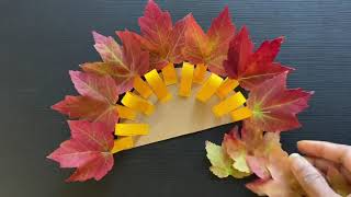 3D Turkey with Autumn leaves | Fall leaf turkey for thanksgiving | Turkey Craft with fall leaves