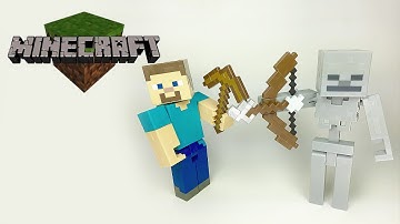 Minecraft Arrow Firing Skeleton Mattel 5 inch Action Figure Steve Pickaxe Unique function