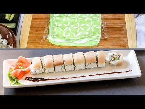 How To Roll Sushi With Towel Spicy Yellow Tail Hamachi Roll Youtube