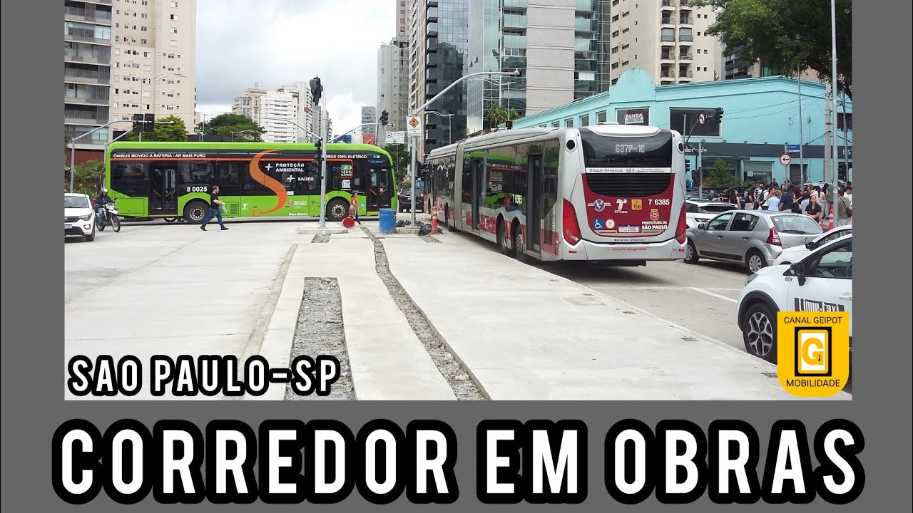 Movimentação de Ônibus SP#125 | AV SANTO AMARO - CORREDOR EM OBRAS
