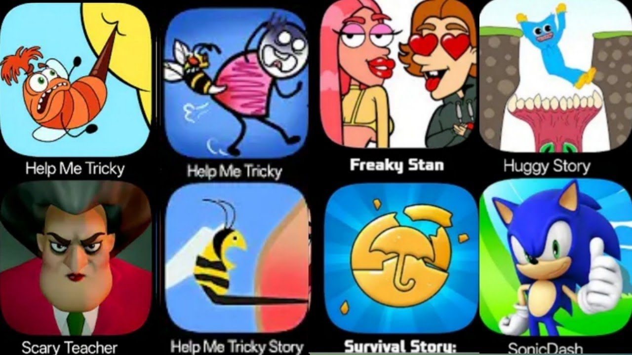  Draw to smashhuggy story,  , emoji puzzle , freaky, comics bob , fun race 3d, sonic dash 