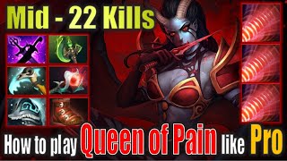 23Kills, How to play Queen Of Pain like Pro - [POS2] |Dota 2 Ultra Graphics 4K UHD